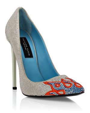 Philipp Plein Suede Strass Decollete High Heels Flame - Blue