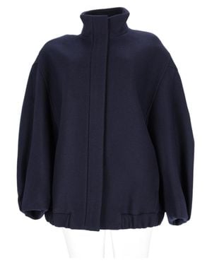 Dries Van Noten High-Stand Collar Wool-Blend Sports Jacket - Blue