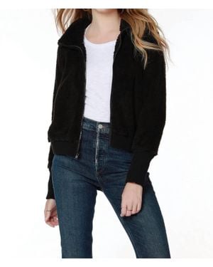 Bobi Zip Up Raglan Jacket With Pockets - Black