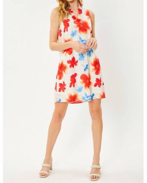 Fsl Apparel Sleeveless Ruffled V Neck Dress With Lining - Red