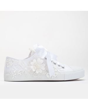 Forever & Always Shoes Peyton Floral Lace Bridal Sneakers - White