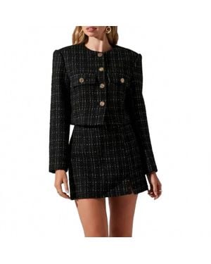 Astr Covina Tweed Jacket - Black