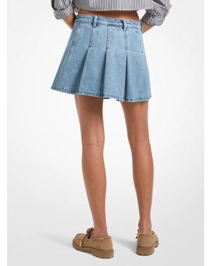 MICHAEL Michael Kors Mk Pleated Denim Mini Skirt - Blue