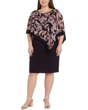 R & M Richards Plus Floral Print Knee Length Sheath Dress - Black