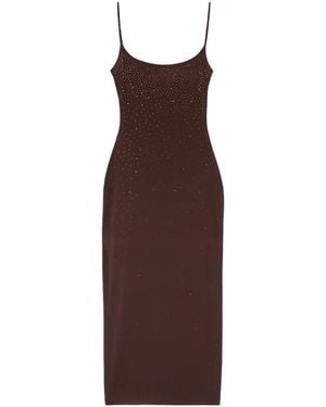 MC2 Saint Barth Bodycon Midi Dress With Strass Gradient Embellishments - Brown