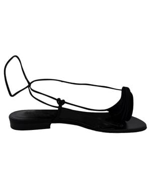 Magda Butrym Floral Applique Flat Sandals - Black