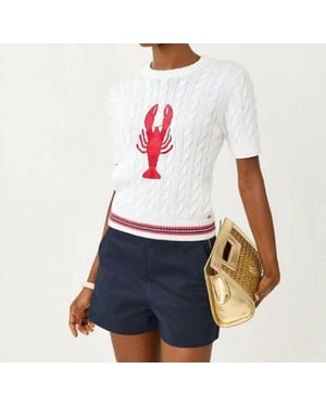 Lilly Pulitzer Miko Cable Knit Lobster Embroidery Top - White