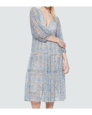 Dex Mesh Tiered Midi Dress - Blue