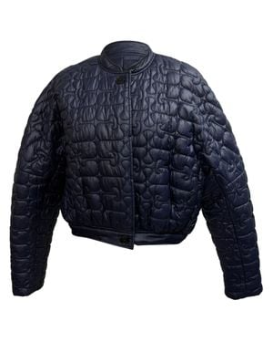 Ganni Quilted Cropped Jacket - Blue