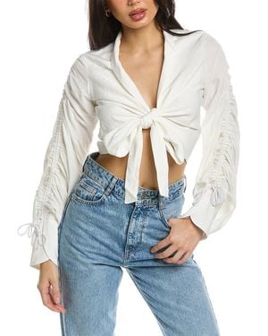 Just BEE Queen Dakota Linen-blend Top - White