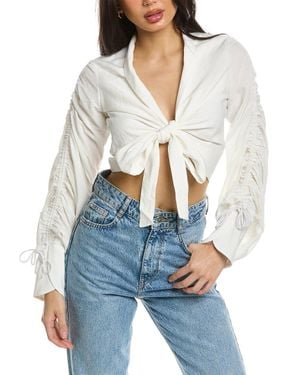 Just BEE Queen Dakota Linen-blend Top - White