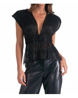 Elan Kyra Peplum Top - Black