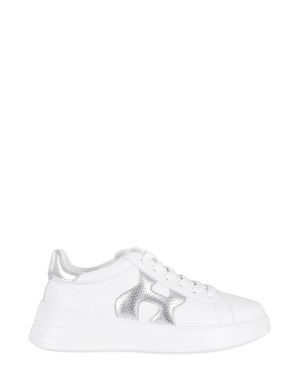 Hogan Rebel H Punched Side-Logo Leather Sneakers - White