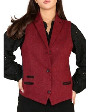 TruClothing Tweed Herringbone Waistcoat - Red