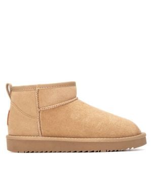 Xti Comfort Ankle Suede Booties By - Natural