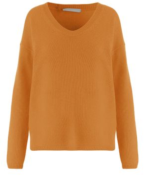 Allude V-Neck Cashmere Sweater - Orange