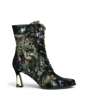 Laura Vita Gothic Victorian Leather Heeled Lace-Up Boots - Black