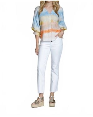 Apny Watercolor Blouson Sleeve Shirt - Blue