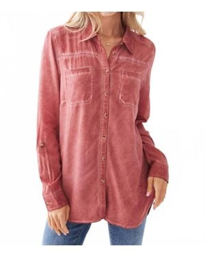 Fdj Pigment Dyed Button Up Shirt - Red