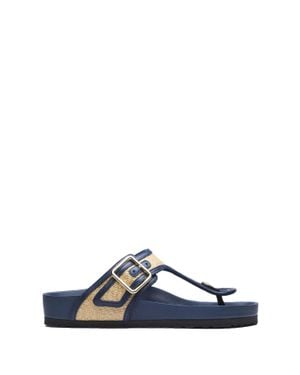 Birkenstock Natural Raffia Gizeh Thong Sandals - Blue