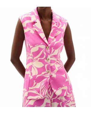 Joseph Ribkoff Floral Print Sleeveless Vest - Pink