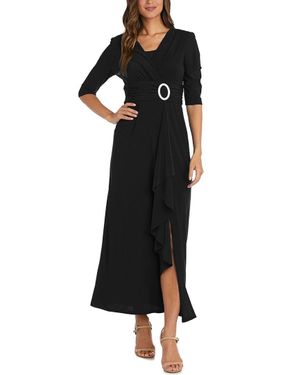 R & M Richards Cascade Wrap Dress - Black