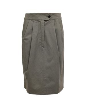 Dries Van Noten Pleated Knee Length Skirt - Gray