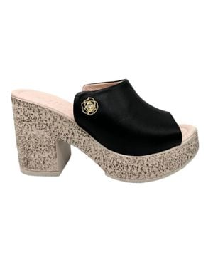 Bonavi Attica Love Block Heel Mule Sandal - Black