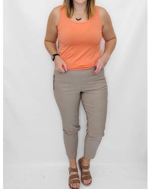 Slimsation By Multiples Pull On Twill Ankle Pants - Gray