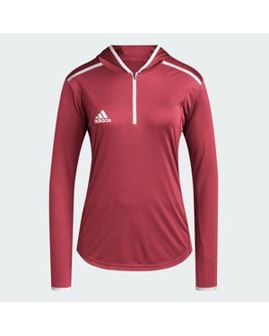 adidas Team Issue Hooded Long Sleeve Tee - Red