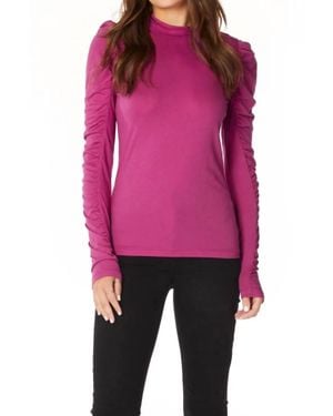 Bobi Shirred Puff Tops - Pink