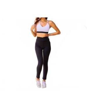 Julia Rose Chloe Crossover Pocket 7/8Th Ankle Length Leggings - Black