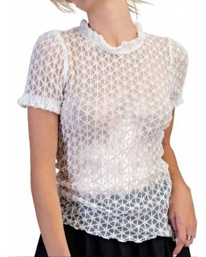 Easel Southern Belle Eyelet Blouse - Gray