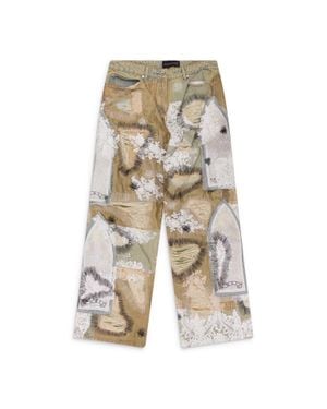 Who Decides War Tan Overdyed Lace Burrow Jeans - Gray