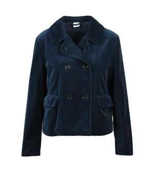 Aspesi Velvet Double-Breasted Jacket With Flap Pockets - Blue
