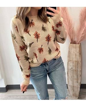 Staccato Maple Leaf Crew Neck Sweater - Blue