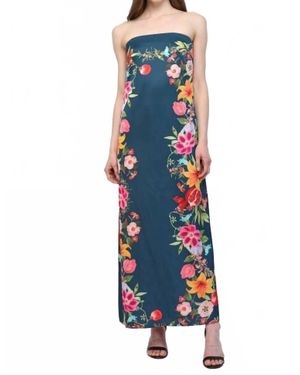 Fate Botanical Strapless Maxi Dress - Blue