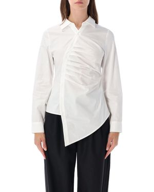 OperaSPORT Asymmetrical Pleated Button-Up Shirt - White
