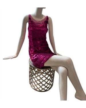 THEIA Sleeveless Sequin Dress - Pink