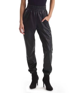 Commando Faux Leather Smocked Jogger - Black