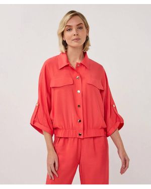EsQualo Short Sleeve Slub Jacket - Red