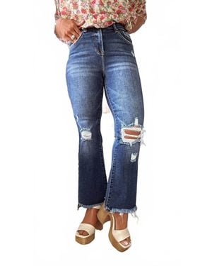 Risen Corey Cropped High Rise Flare Jeans - Blue