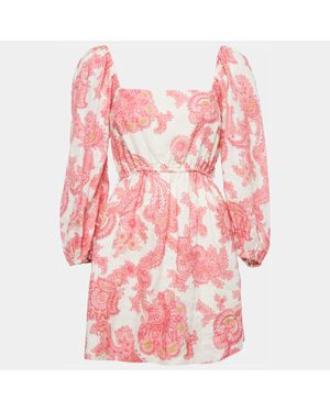 ALÉMAIS Printed Linen Juno Mini Dress - Pink