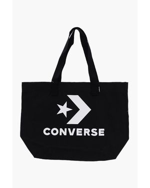 Converse Solid Color Maxi Tote Bag With Contrasting Print - Black