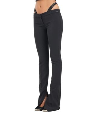 Elisabetta Franchi Fitted Pants With Flared Hem And Front Slit Detail - Blue