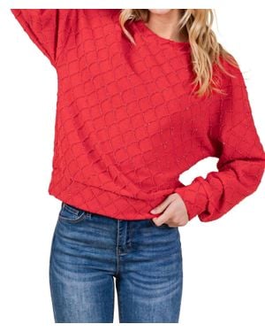 BOMBOM Diamond Patterned Sweater - Red