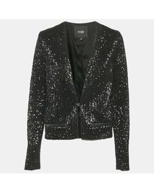Maje Sequin Cropped Jacket - Black