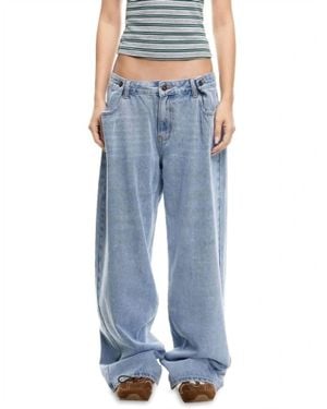 Lioness She's All That Low Rise Wide Denim Jeans - Blue