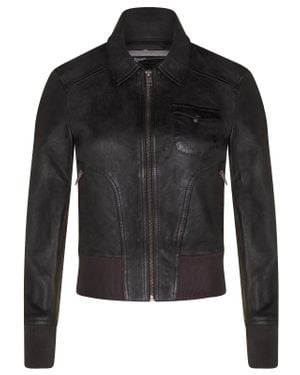 Infinity Leather Ma-1 Varsity Bomber Jacket-Modbury - Black