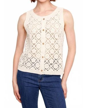 Charlie b Reversible Crochet Button Up Sleeveless Vest - Blue